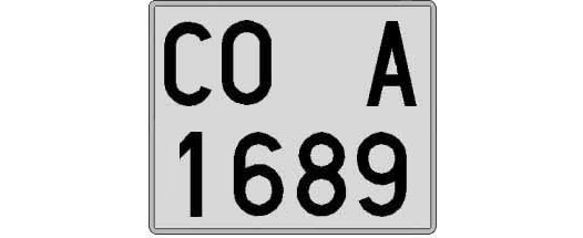 CO1689A matricula cuadrada