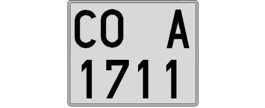 CO1711A matricula cuadrada