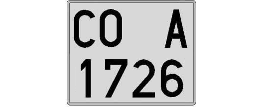 CO1726A matricula cuadrada