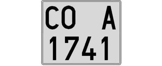 CO1741A matricula cuadrada