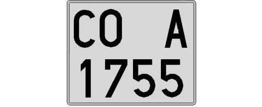 CO1755A matricula cuadrada