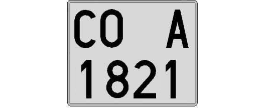 CO1821A matricula cuadrada