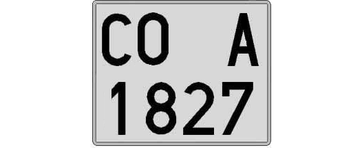 CO1827A matricula cuadrada