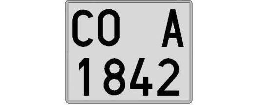 CO1842A matricula cuadrada