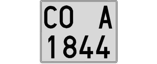 CO1844A matricula cuadrada