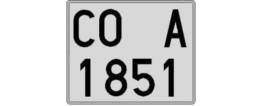 CO1851A matricula cuadrada