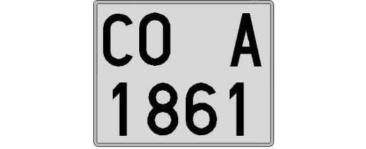 CO1861A matricula cuadrada