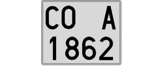CO1862A matricula cuadrada