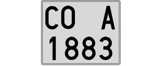 CO1883A matricula cuadrada