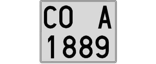 CO1889A matricula cuadrada