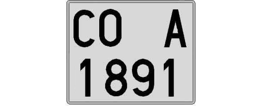CO1891A matricula cuadrada