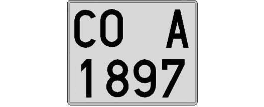 CO1897A matricula cuadrada