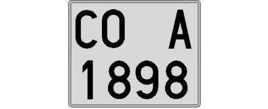 CO1898A matricula cuadrada