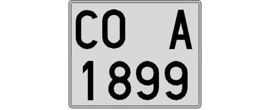CO1899A matricula cuadrada