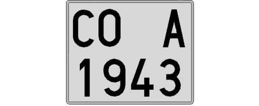CO1943A matricula cuadrada