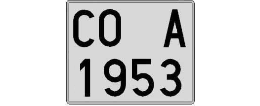 CO1953A matricula cuadrada