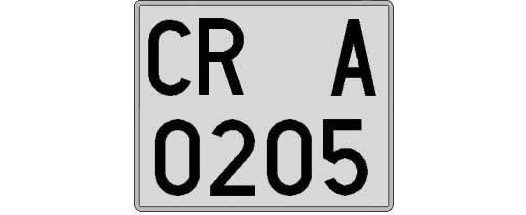 CR0205A matricula cuadrada