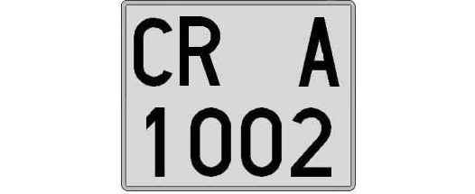 CR1002A matricula cuadrada