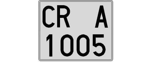 CR1005A matricula cuadrada