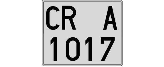 CR1017A matricula cuadrada