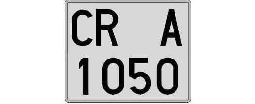 CR1050A matricula cuadrada
