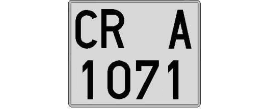 CR1071A matricula cuadrada