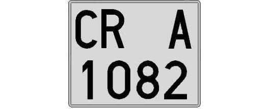 CR1082A matricula cuadrada