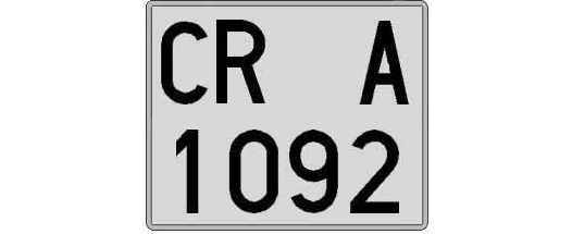 CR1092A matricula cuadrada