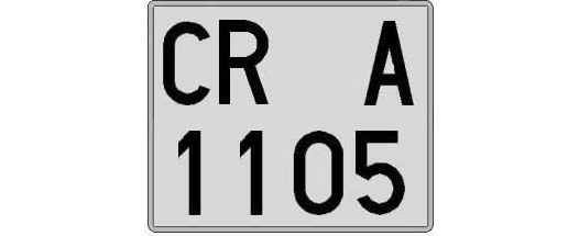 CR1105A matricula cuadrada
