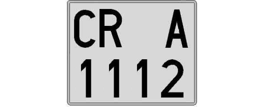 CR1112A matricula cuadrada