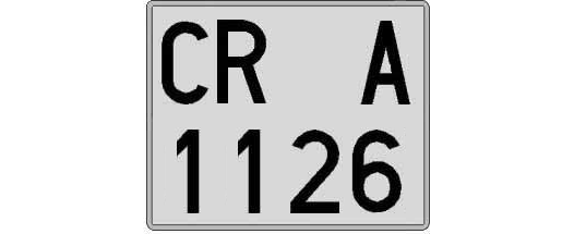 CR1126A matricula cuadrada
