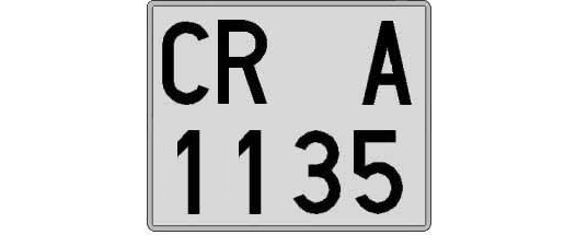 CR1135A matricula cuadrada