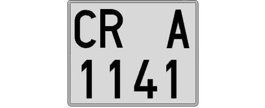 CR1141A matricula cuadrada