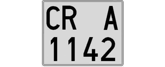CR1142A matricula cuadrada