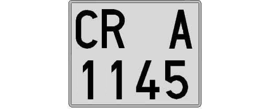 CR1145A matricula cuadrada
