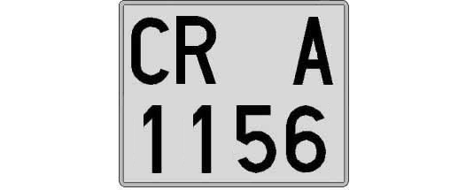 CR1156A matricula cuadrada