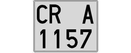 CR1157A matricula cuadrada