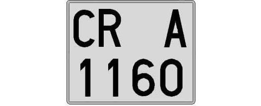 CR1160A matricula cuadrada