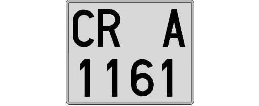 CR1161A matricula cuadrada