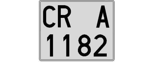 CR1182A matricula cuadrada