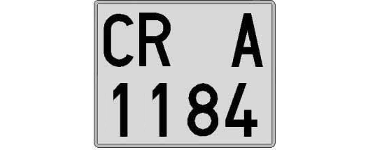 CR1184A matricula cuadrada