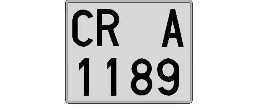 CR1189A matricula cuadrada