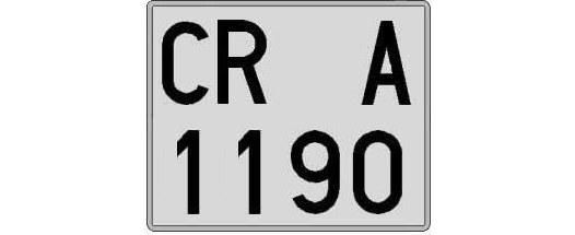 CR1190A matricula cuadrada