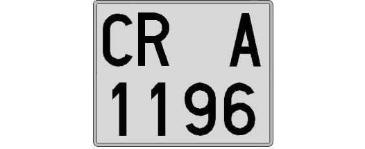 CR1196A matricula cuadrada
