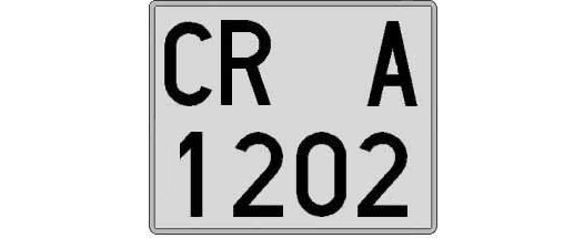 CR1202A matricula cuadrada