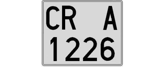CR1226A matricula cuadrada