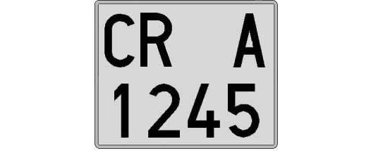 CR1245A matricula cuadrada
