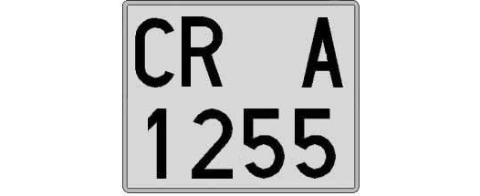 CR1255A matricula cuadrada