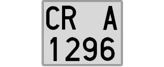 CR1296A matricula cuadrada