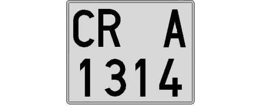 CR1314A matricula cuadrada